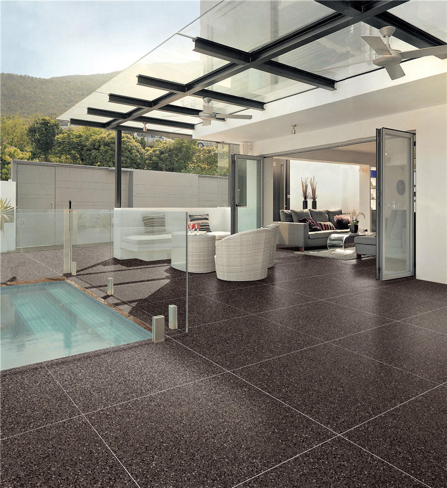 Black floor Polished tiles Spots series VDBKL025T 60x60cm/24x24'